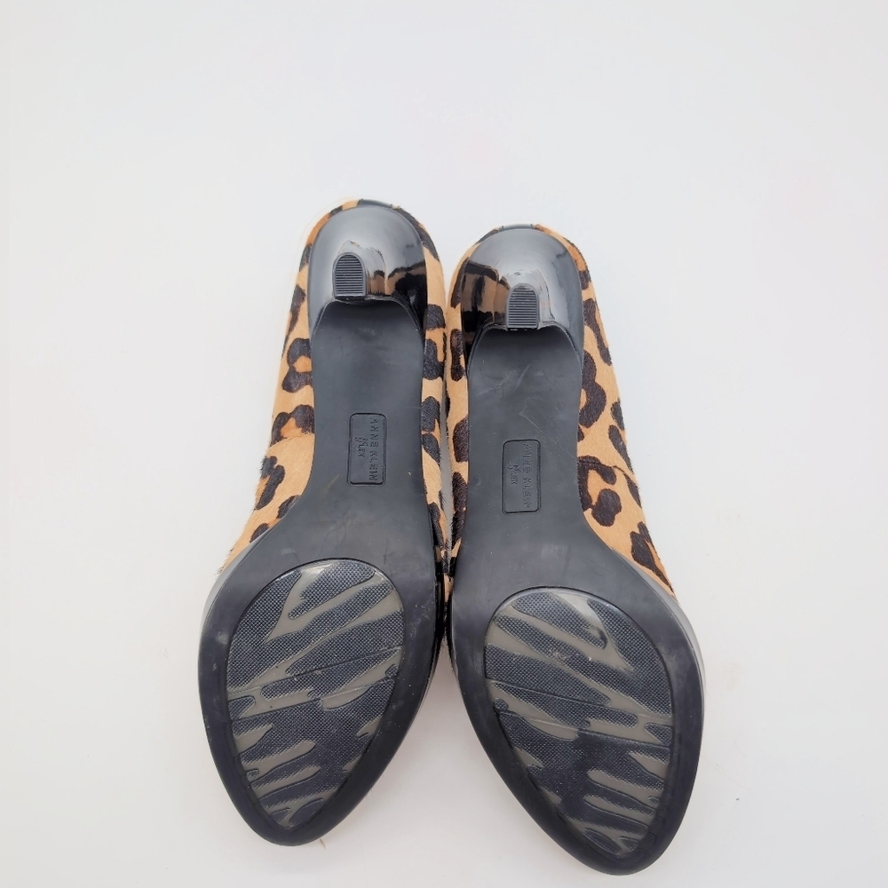 Anne Klein Lolana Leather Fur Leopard Print Heels Sz 8.5 - Picture 7 of 8